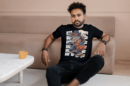 Funny Skateboard Werewolf: Halloween Wolf Graphic Tee - Essentia Attire