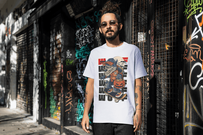 Funny Skateboard Werewolf: Halloween Wolf Graphic Tee - Essentia Attire
