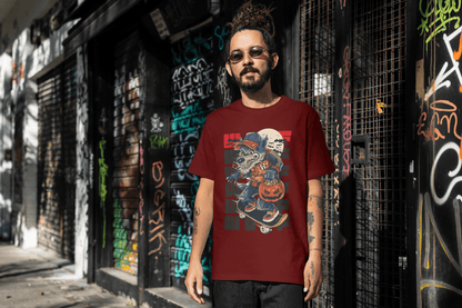 Funny Skateboard Werewolf: Halloween Wolf Graphic Tee - Essentia Attire