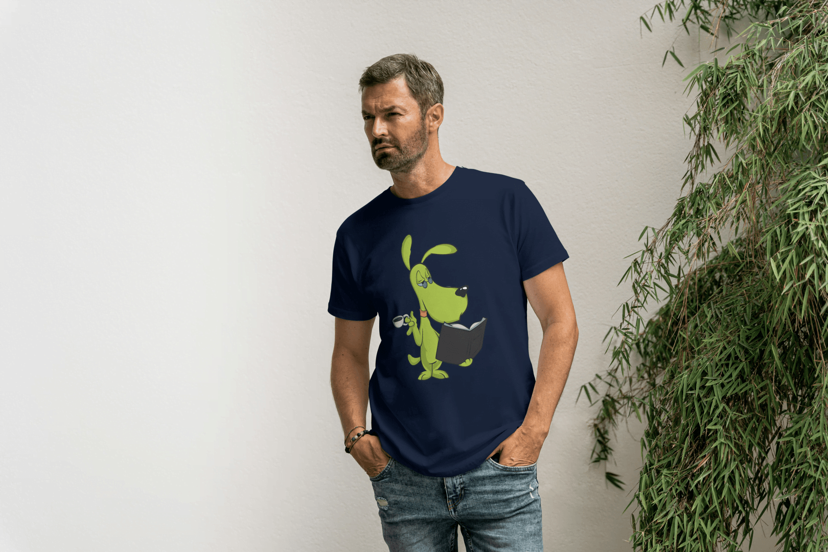 Funny Smart Dog: Coffee & Book Lover Canine Tee - Essentia Attire