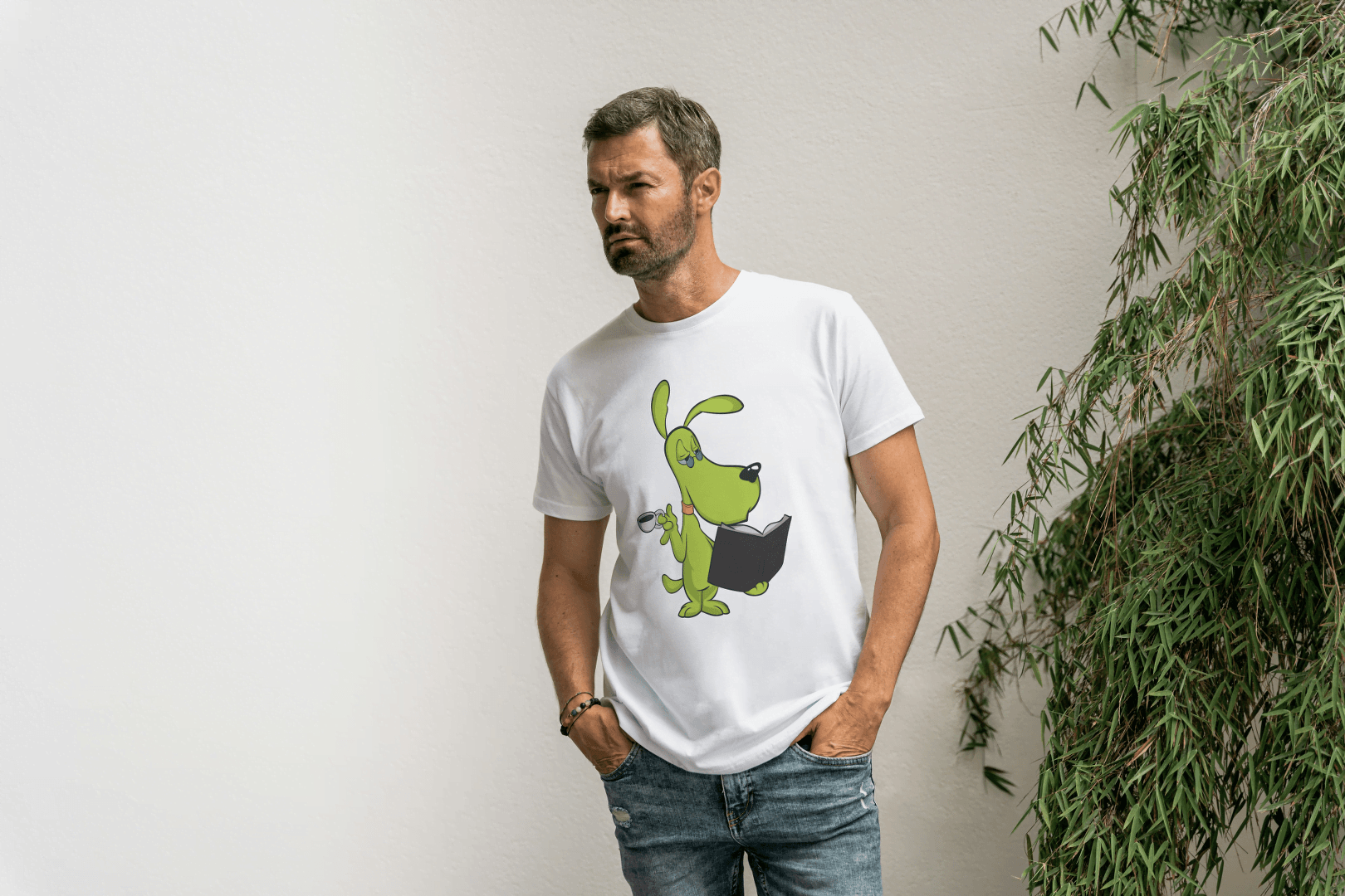 Funny Smart Dog: Coffee & Book Lover Canine Tee - Essentia Attire