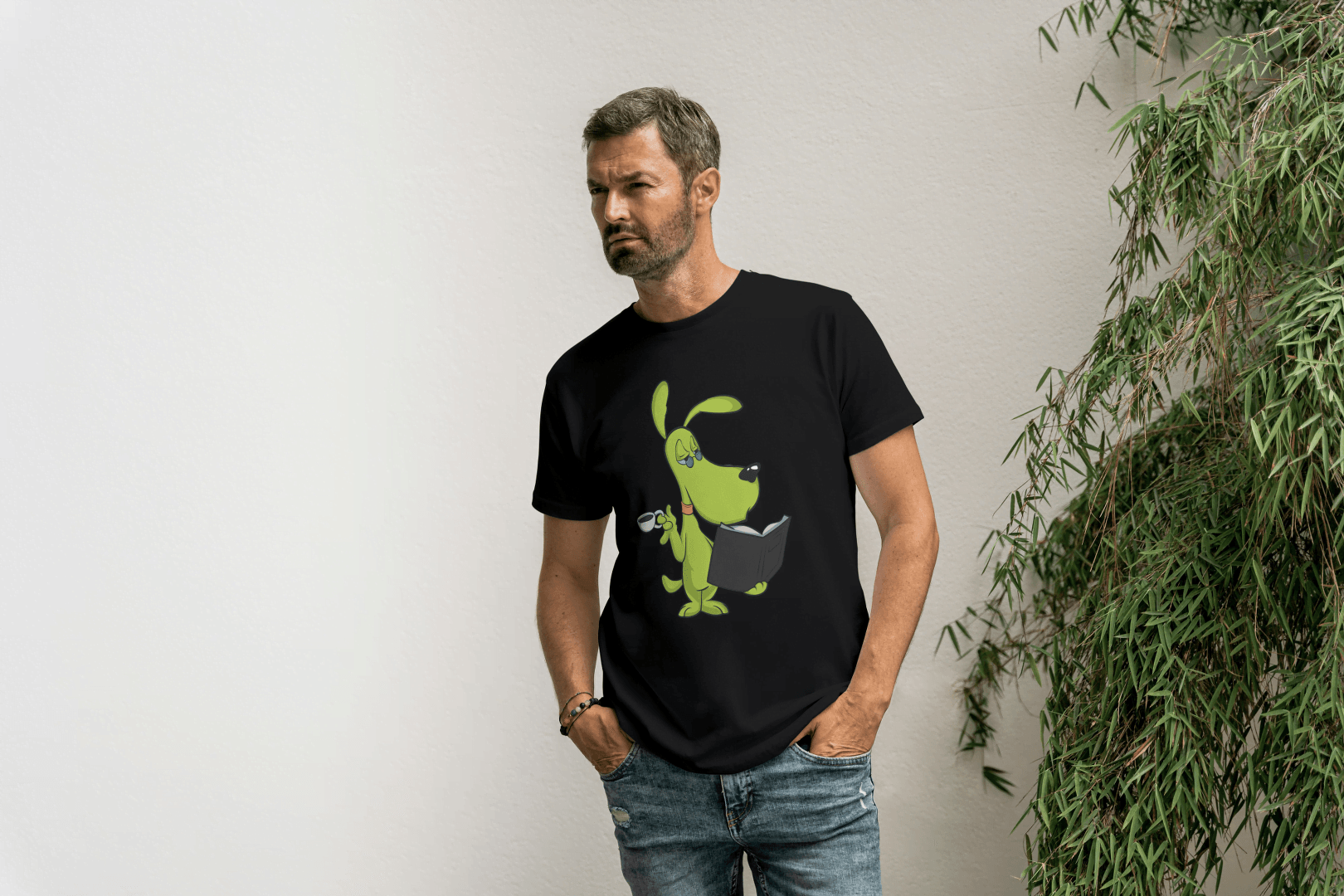 Funny Smart Dog: Coffee & Book Lover Canine Tee - Essentia Attire