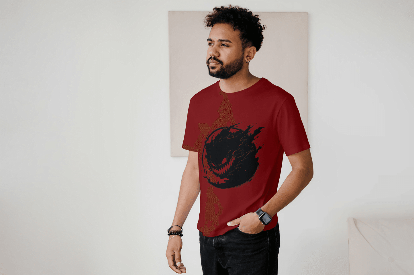 Edgy Shadow Monster: Gothic Creature Graphic Tee - Essentia Attire