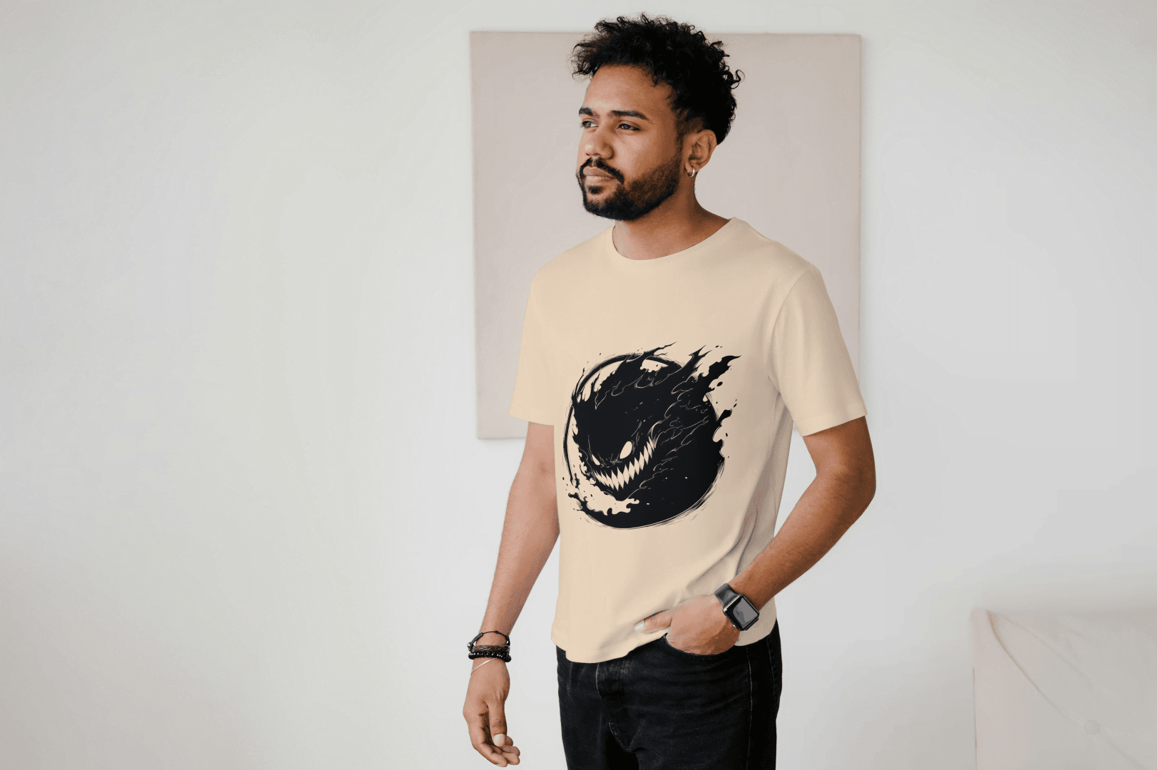 Edgy Shadow Monster: Gothic Creature Graphic Tee - Essentia Attire