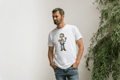 Cute Zombie with Flower: Funny Cartoon Tee - Essentia Attire