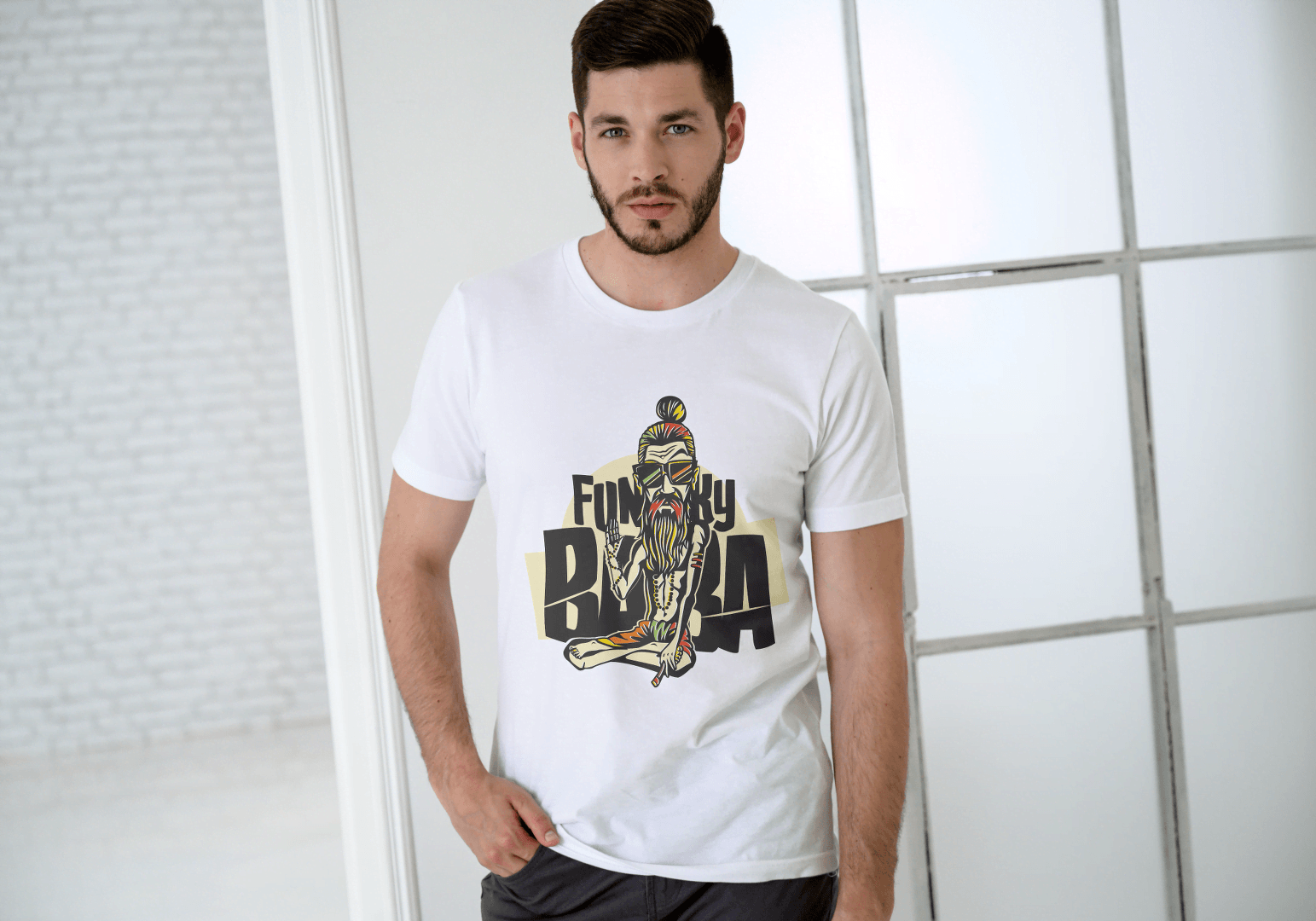 Funny Funky Baba: Cool Spiritual Guru Graphic Tee - Essentia Attire