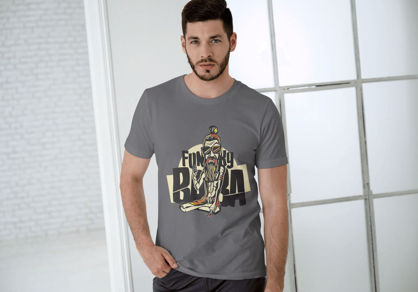 Funny Funky Baba: Cool Spiritual Guru Graphic Tee - Essentia Attire