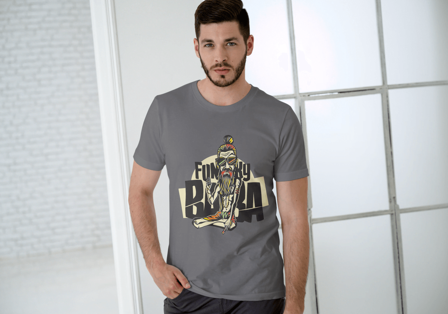 Funny Funky Baba: Cool Spiritual Guru Graphic Tee - Essentia Attire