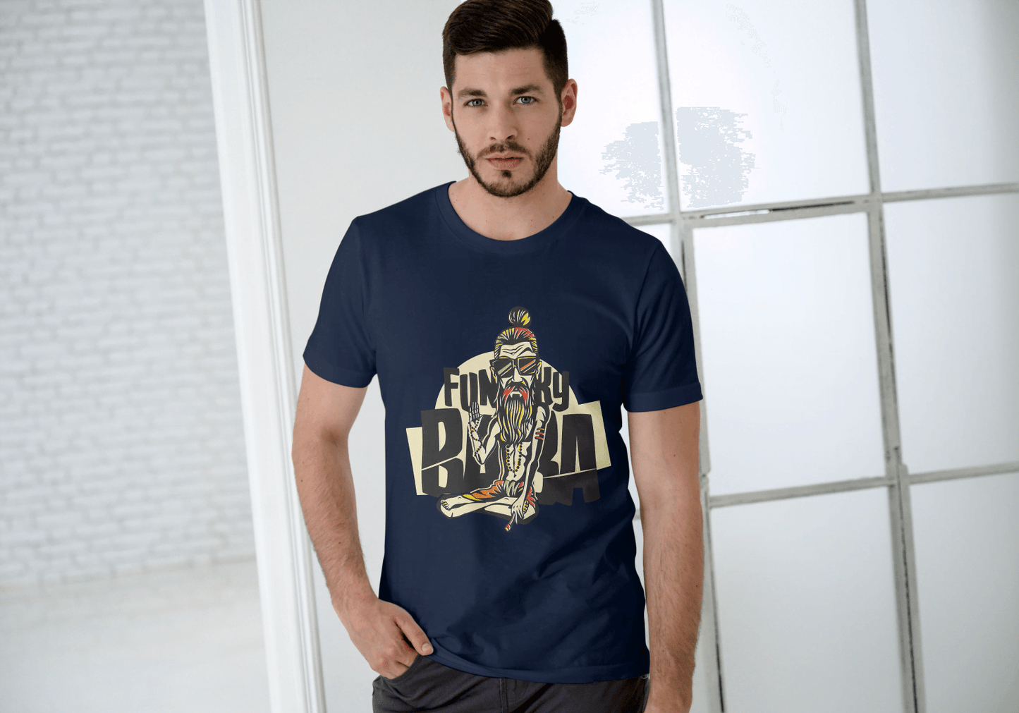 Funny Funky Baba: Cool Spiritual Guru Graphic Tee - Essentia Attire