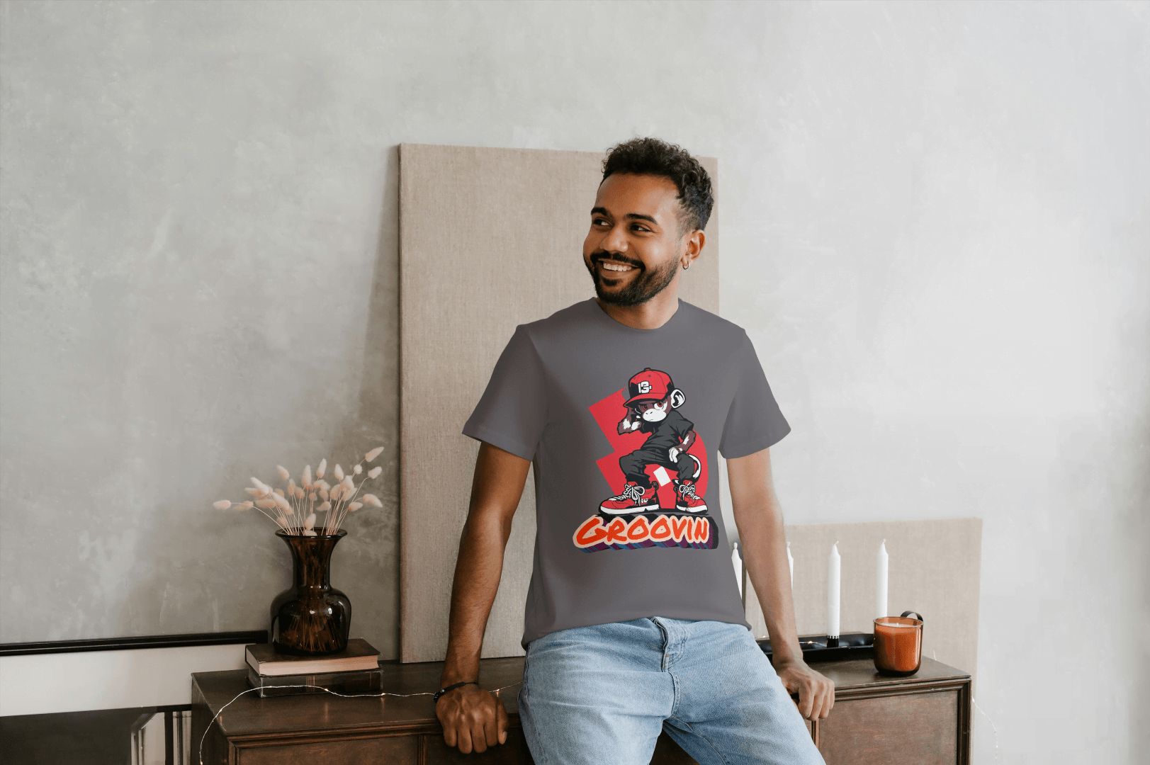 Groovin' Monkey Skateboard: Urban Skater Graphic Tee - Essentia Attire