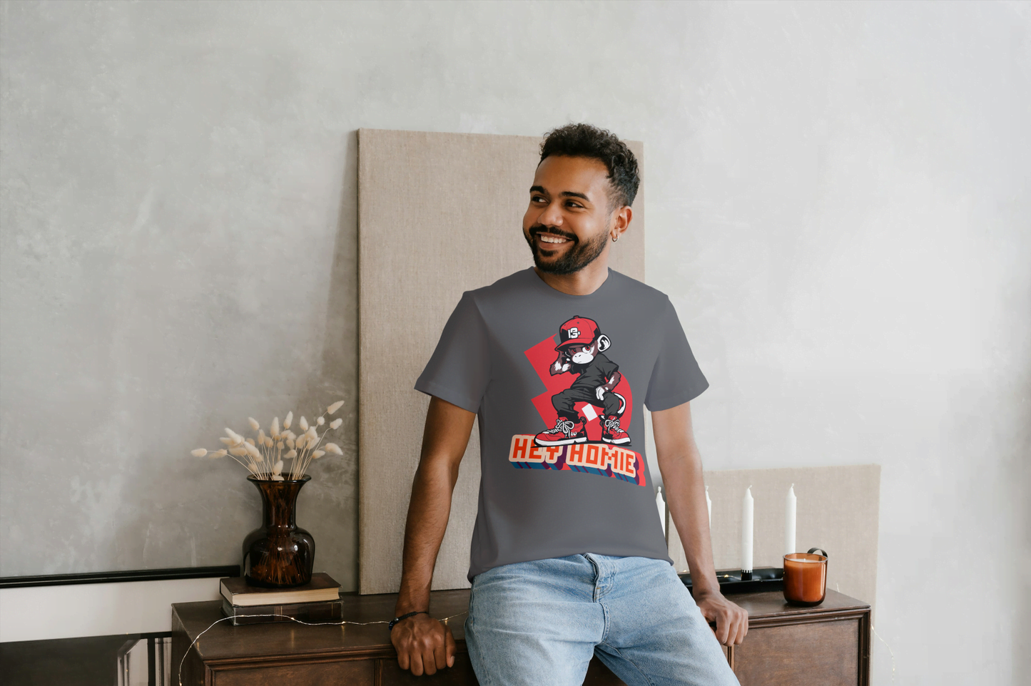 "Hey Homie" Monkey: Urban Skater Graphic Tee - Essentia Attire
