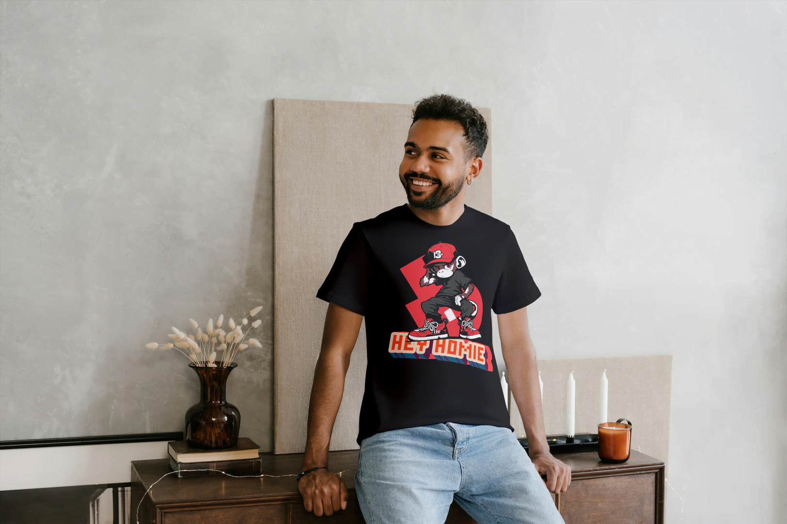 "Hey Homie" Monkey: Urban Skater Graphic Tee - Essentia Attire