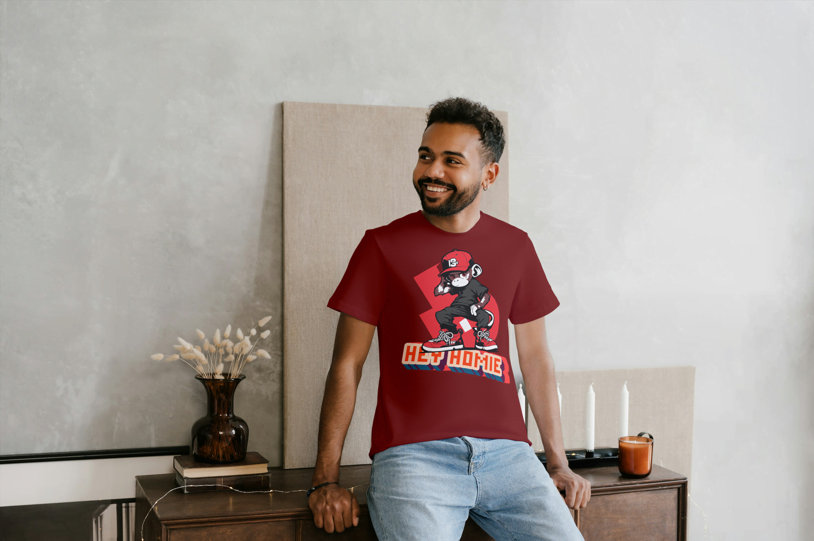 "Hey Homie" Monkey: Urban Skater Graphic Tee - Essentia Attire