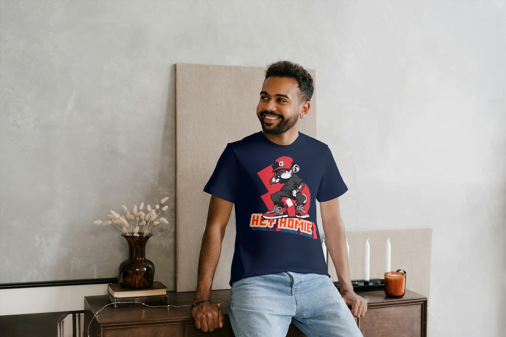 "Hey Homie" Monkey: Urban Skater Graphic Tee - Essentia Attire