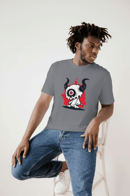 One-Eyed Horned Monster: Edgy Creature Graphic Tee - Essentia Attire
