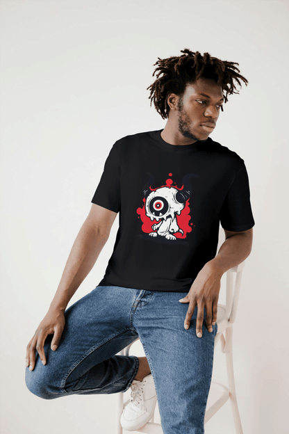 One-Eyed Horned Monster: Edgy Creature Graphic Tee - Essentia Attire