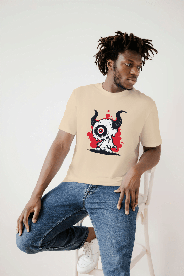 One-Eyed Horned Monster: Edgy Creature Graphic Tee - Essentia Attire