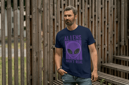Aliens Aren't Real: Funny Alien Head Graphic Tee - Essentia Attire