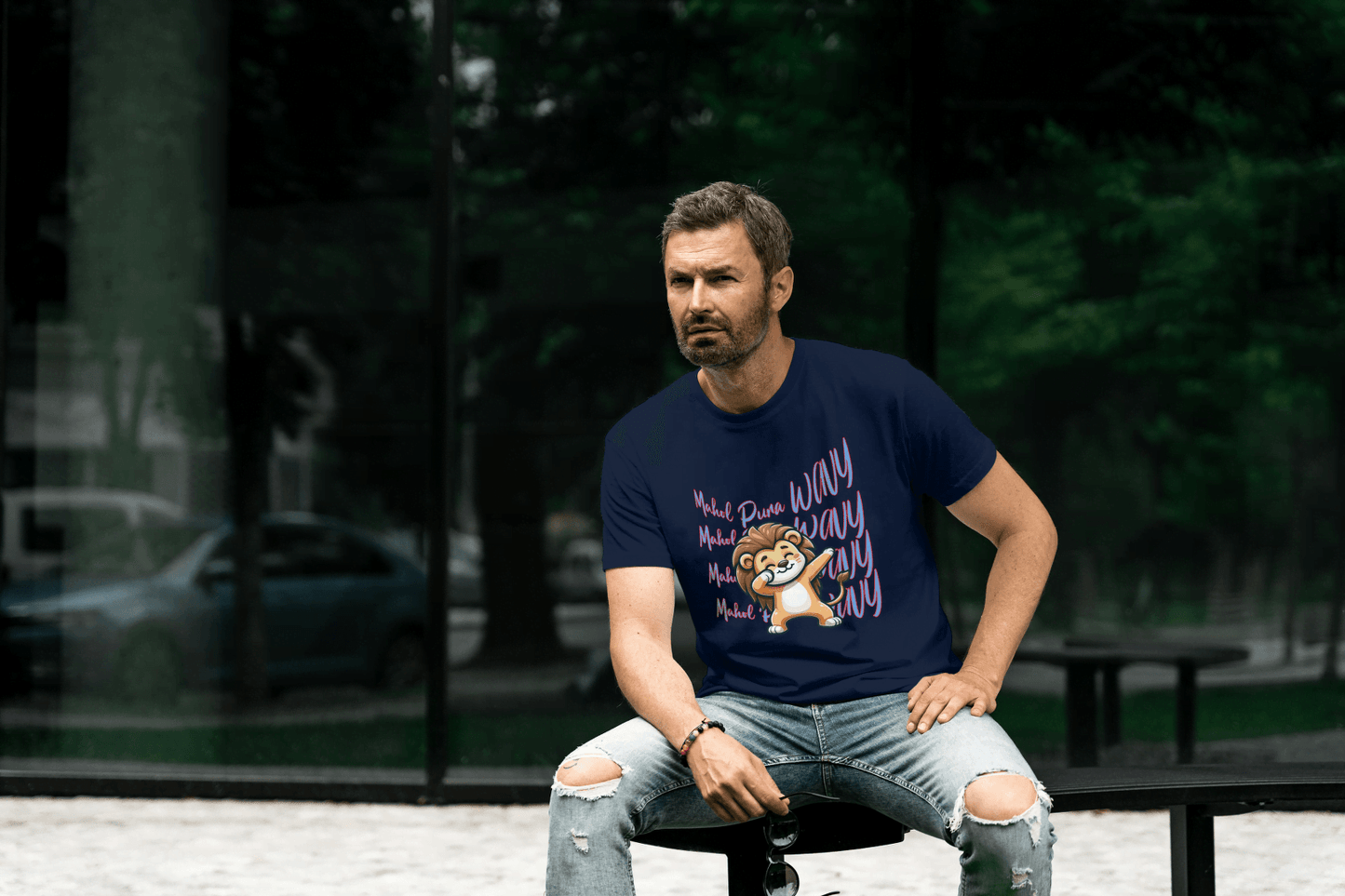 Mahol Pura Wavy: Playful Cute Lion Cub Graphic Tee - Essentia Attire