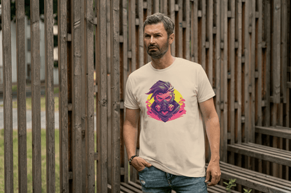 Cyberpunk Gas Mask: Futuristic Urban Graphic Tee - Essentia Attire