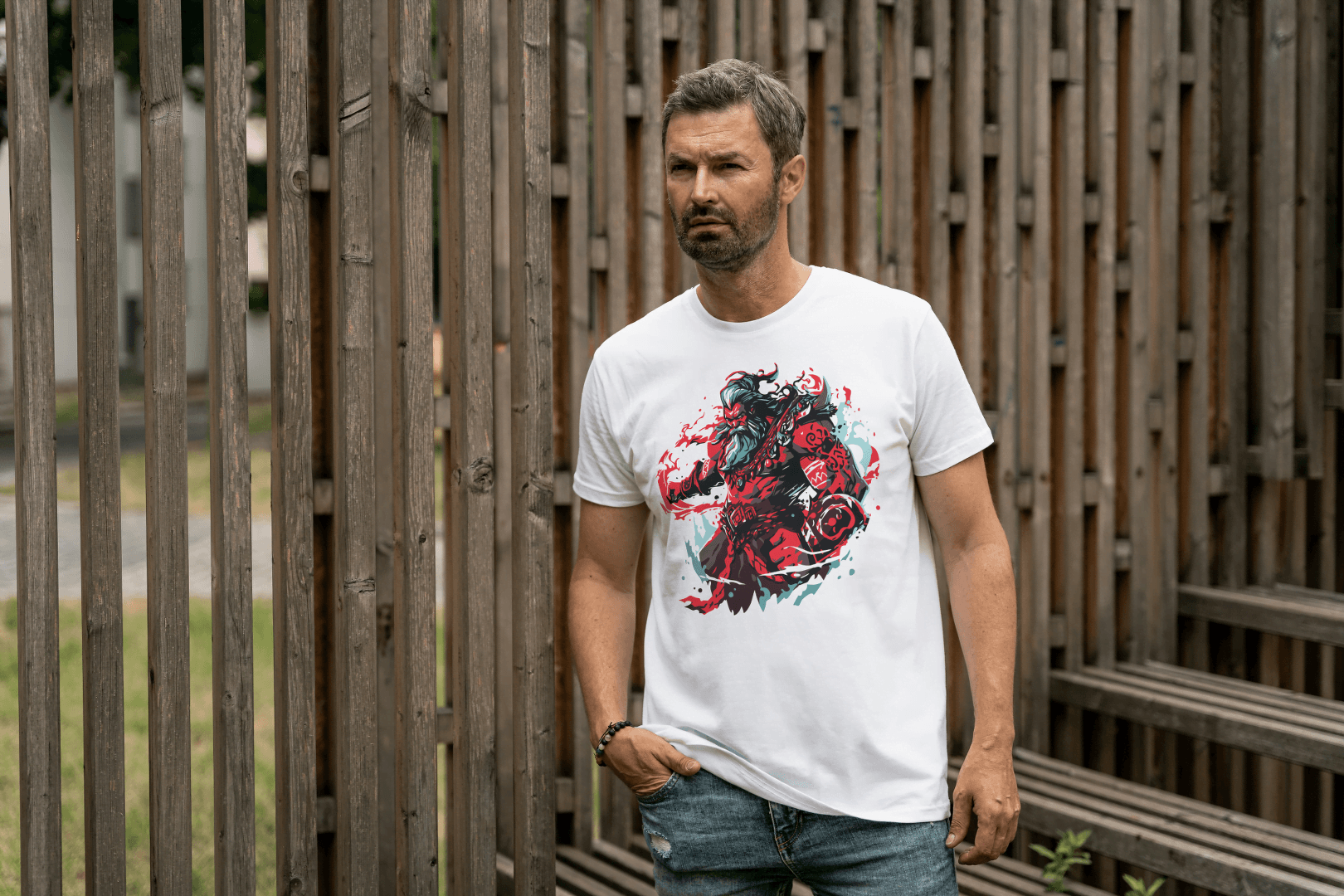 Fantasy Warrior Demon: Mythological Beast Graphic Tee - Essentia Attire