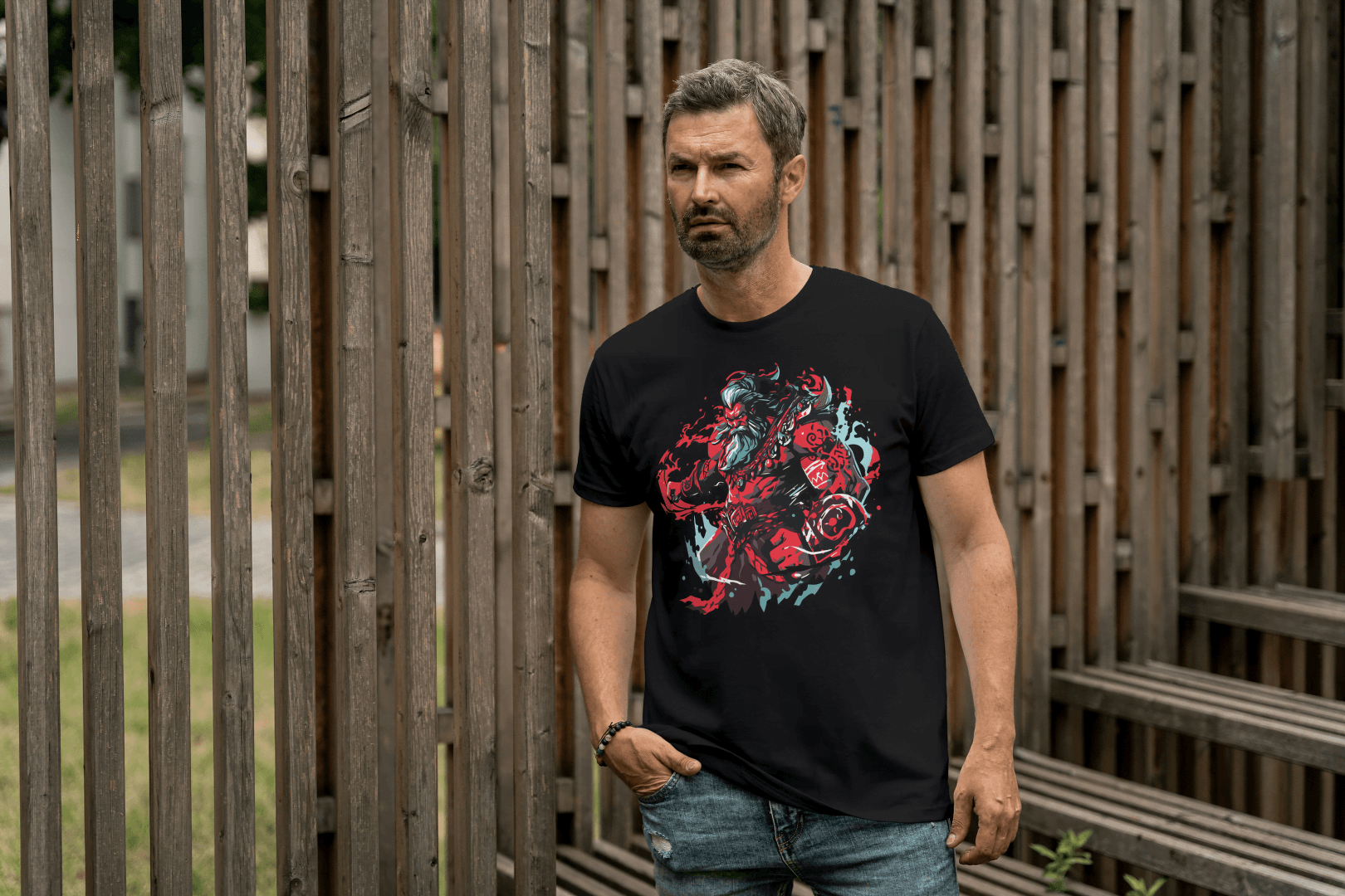 Fantasy Warrior Demon: Mythological Beast Graphic Tee - Essentia Attire