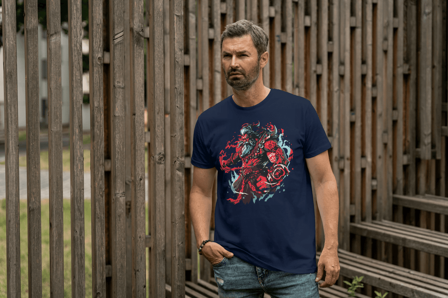 Fantasy Warrior Demon: Mythological Beast Graphic Tee - Essentia Attire