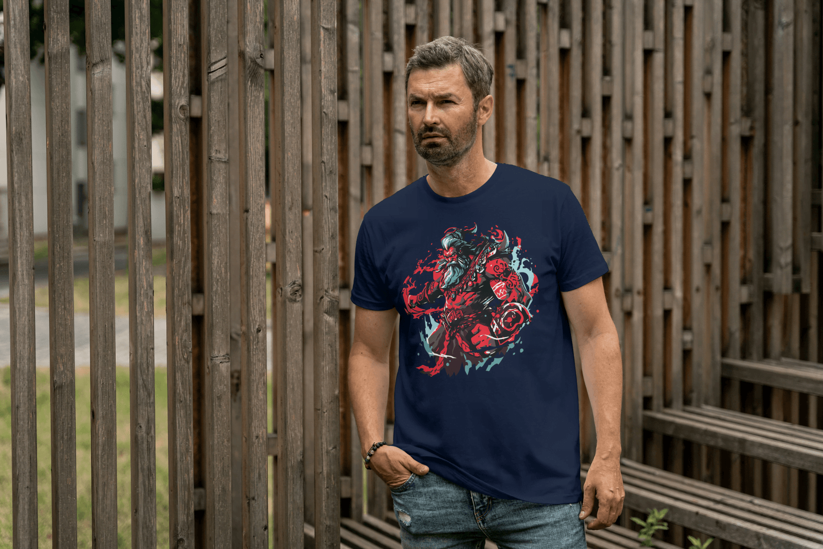 Fantasy Warrior Demon: Mythological Beast Graphic Tee - Essentia Attire