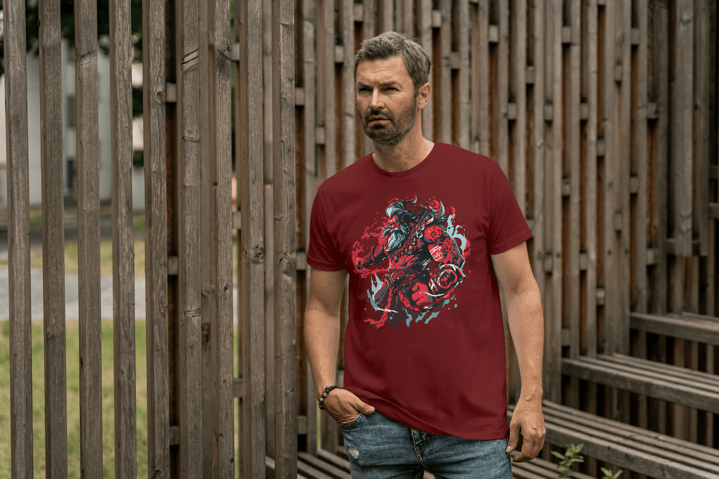 Fantasy Warrior Demon: Mythological Beast Graphic Tee - Essentia Attire