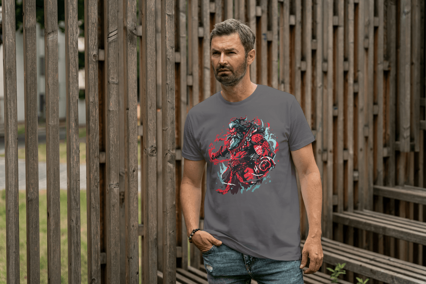 Fantasy Warrior Demon: Mythological Beast Graphic Tee - Essentia Attire