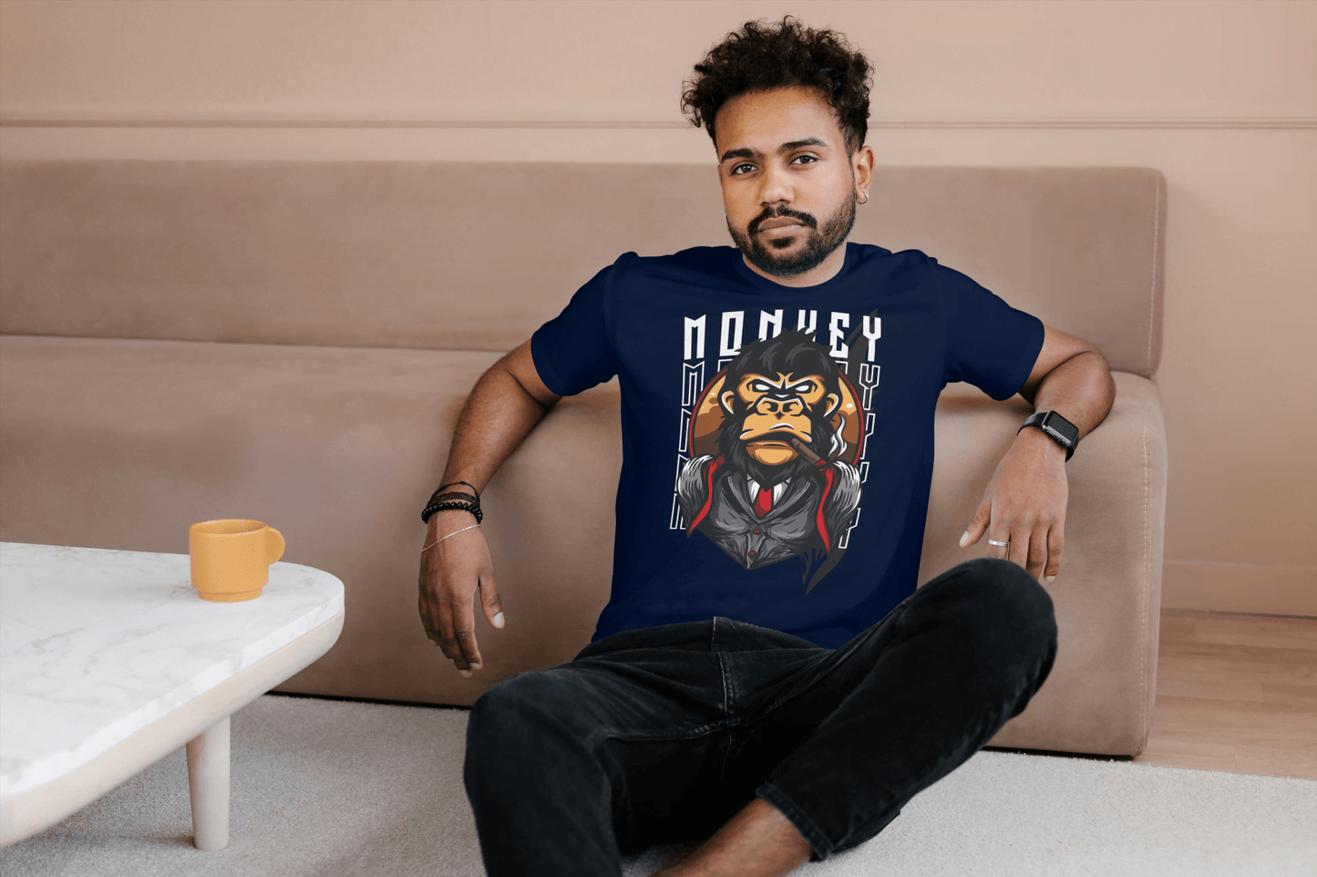 Gangster Monkey Tee: Suited Ape Design - Essentia Attire