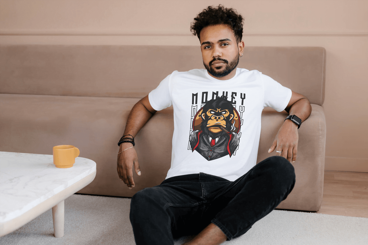 Gangster Monkey Tee: Suited Ape Design - Essentia Attire