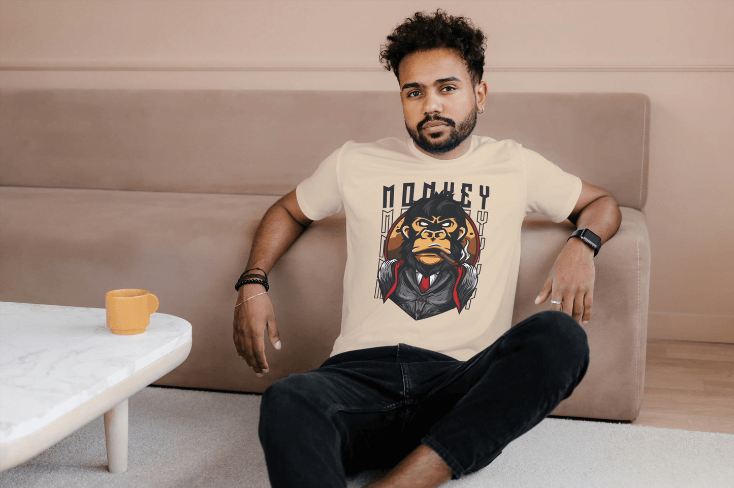 Gangster Monkey Tee: Suited Ape Design - Essentia Attire