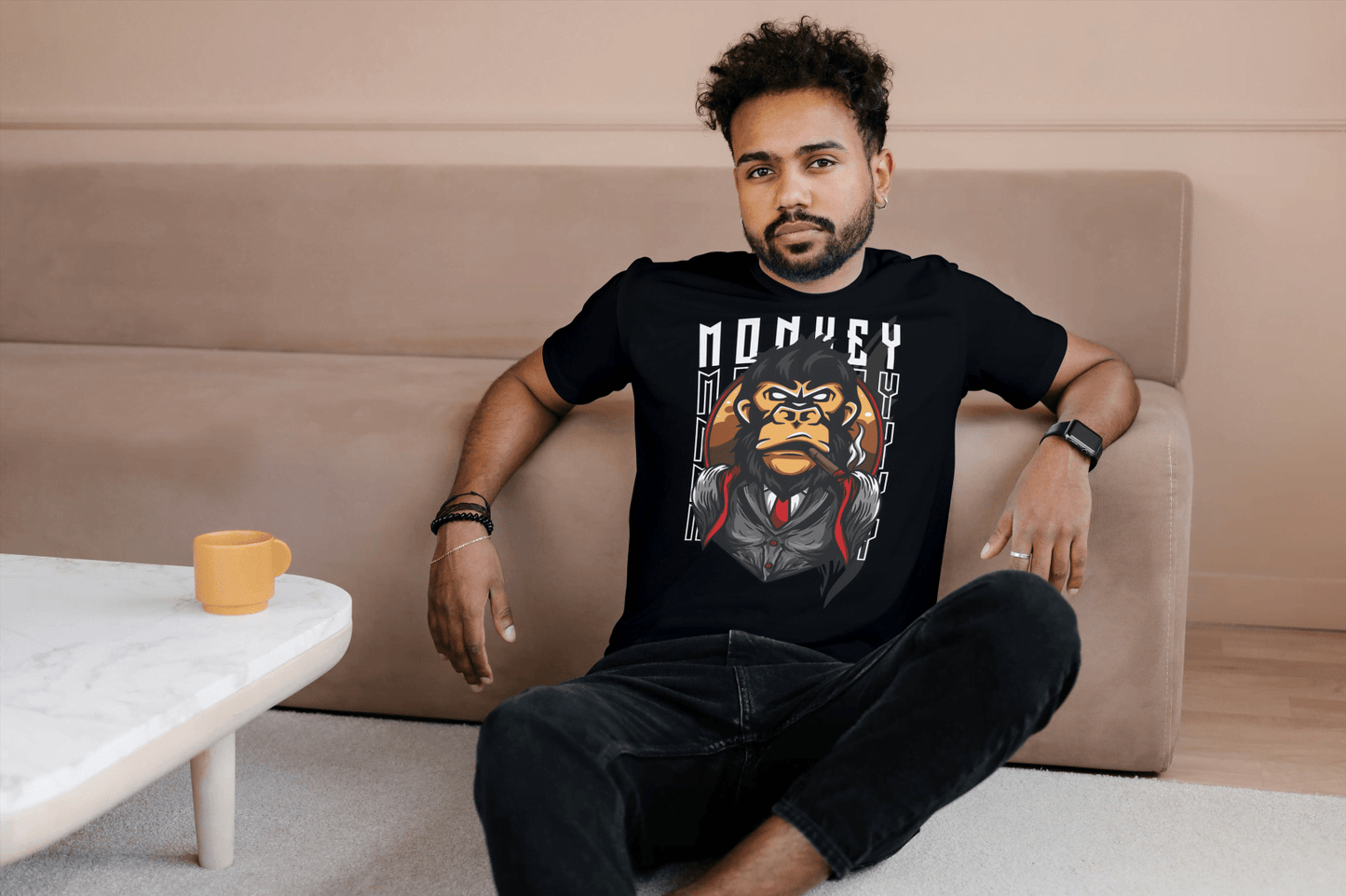 Gangster Monkey Tee: Suited Ape Design - Essentia Attire