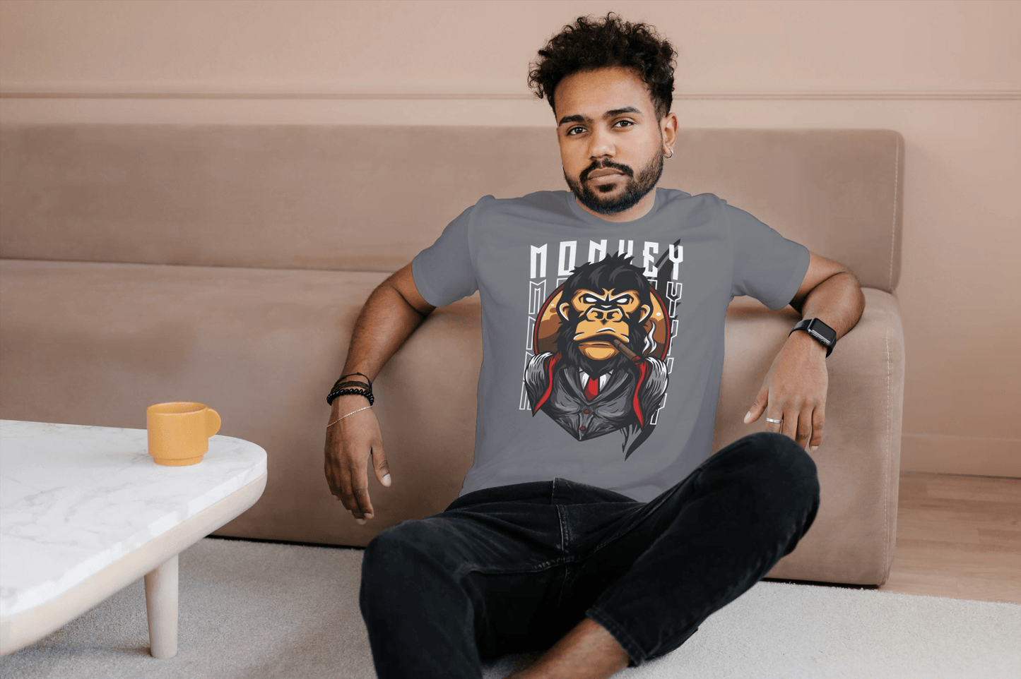 Gangster Monkey Tee: Suited Ape Design - Essentia Attire