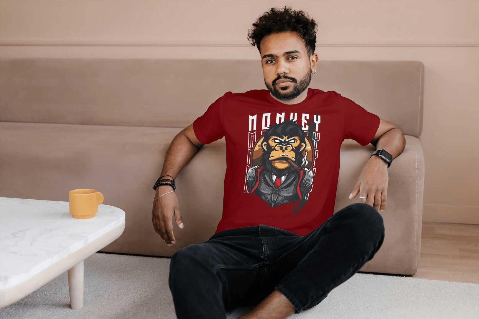 Gangster Monkey Tee: Suited Ape Design - Essentia Attire