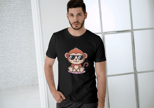 Cute Monkey Chilling: Cool Animal Graphic Tee - Essentia Attire