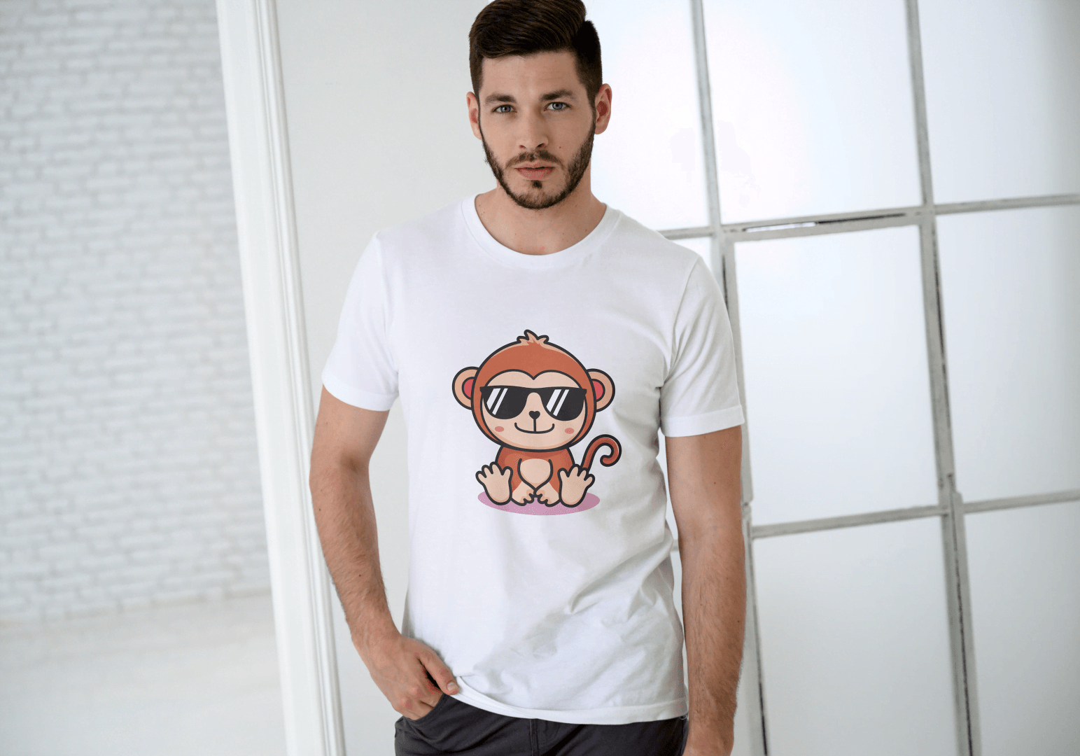Cute Monkey Chilling: Cool Animal Graphic Tee - Essentia Attire