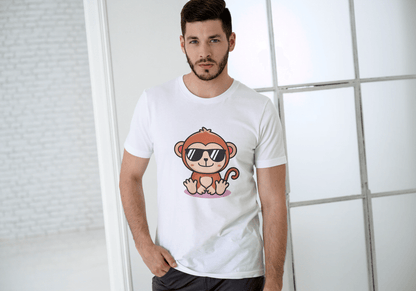 Cute Monkey Chilling: Cool Animal Graphic Tee - Essentia Attire