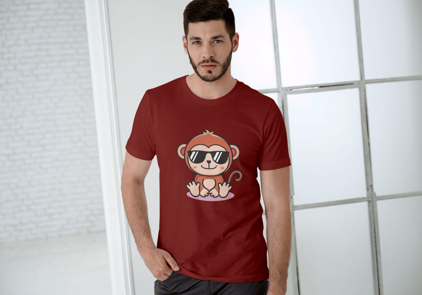 Cute Monkey Chilling: Cool Animal Graphic Tee - Essentia Attire