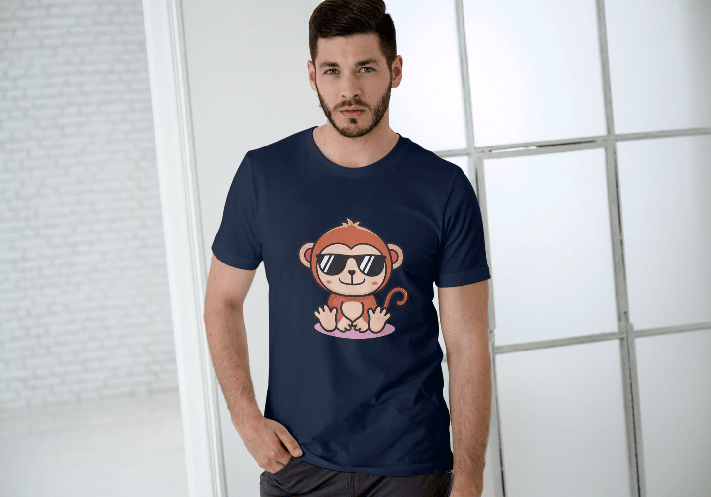 Cute Monkey Chilling: Cool Animal Graphic Tee - Essentia Attire
