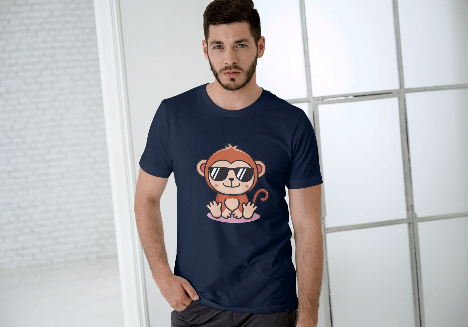 Cute Monkey Chilling: Cool Animal Graphic Tee - Essentia Attire