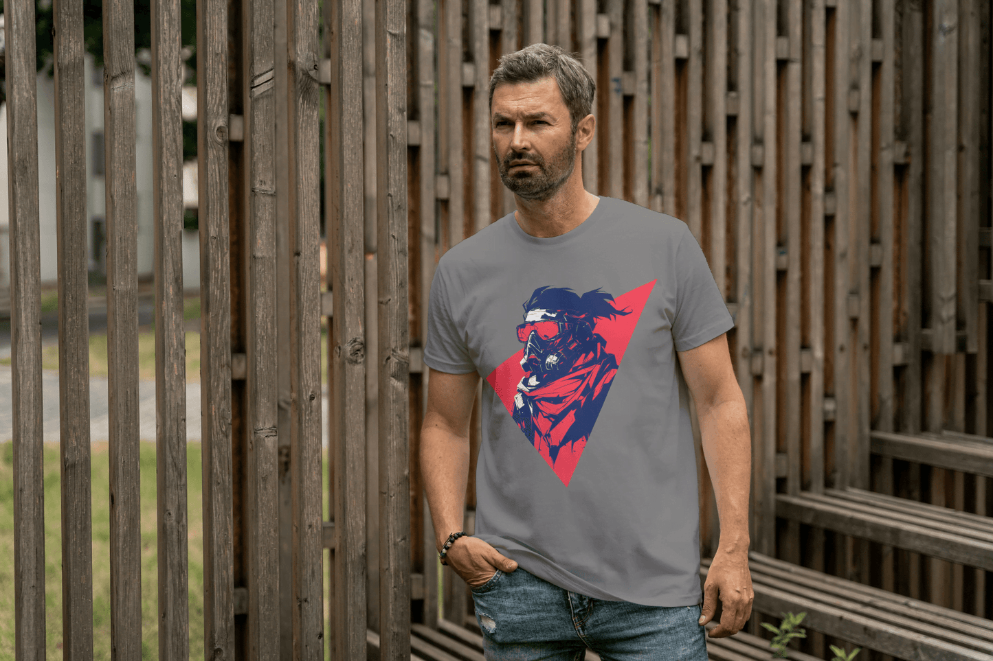 Gas Mask Warrior: Edgy Urban Graphic Tee - Essentia Attire