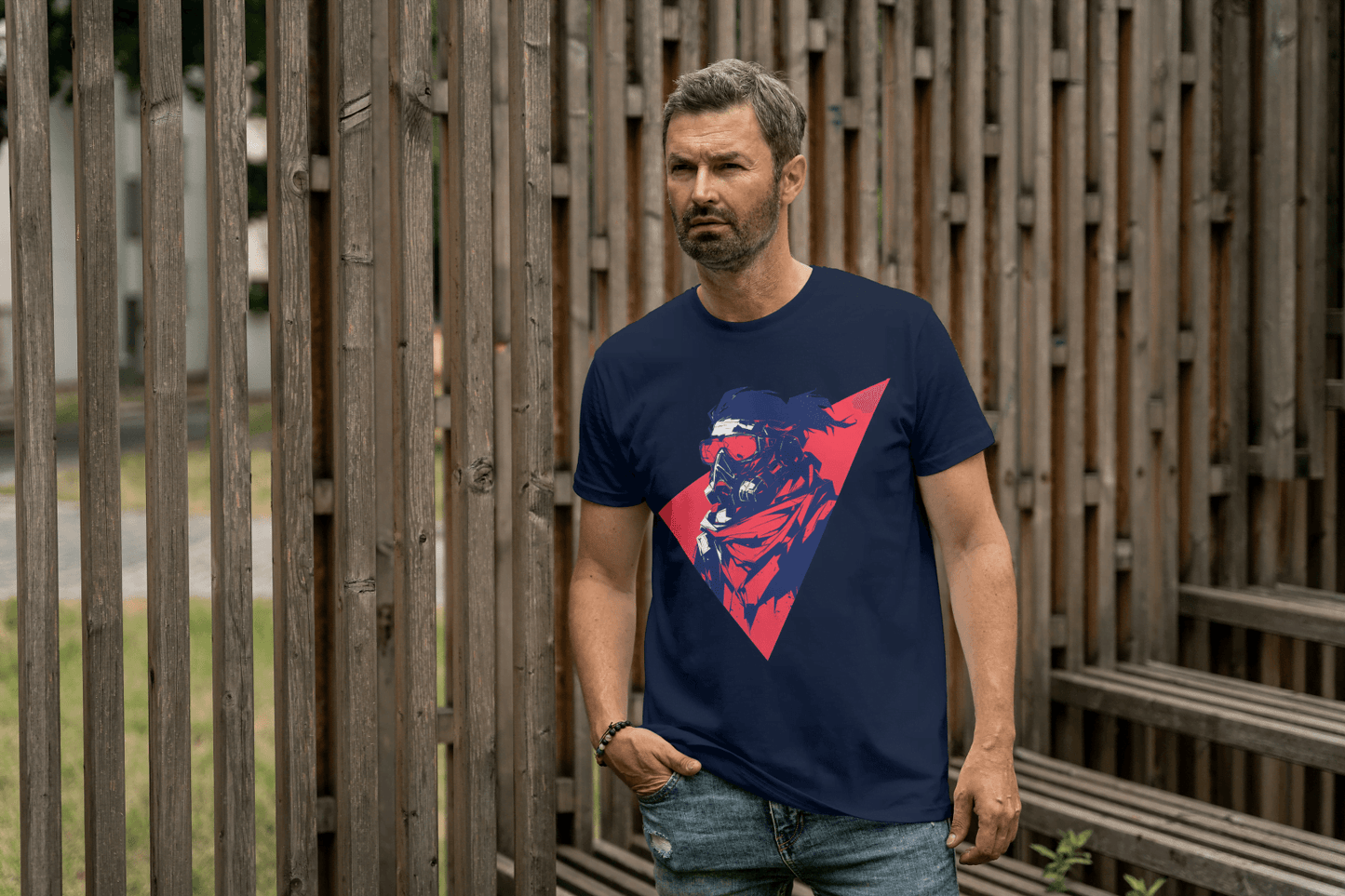 Gas Mask Warrior: Edgy Urban Graphic Tee - Essentia Attire