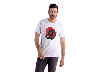 Red Sun Warrior: Samurai Battle Stance Tee - Essentia Attire