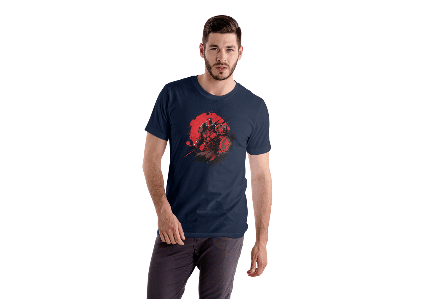 Red Sun Warrior: Samurai Battle Stance Tee - Essentia Attire