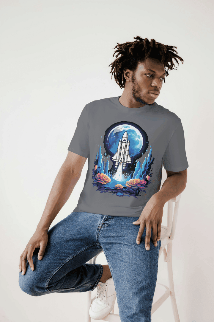Space Shuttle Launch: Cosmic Nebula Graphic Tee - Essentia Attire