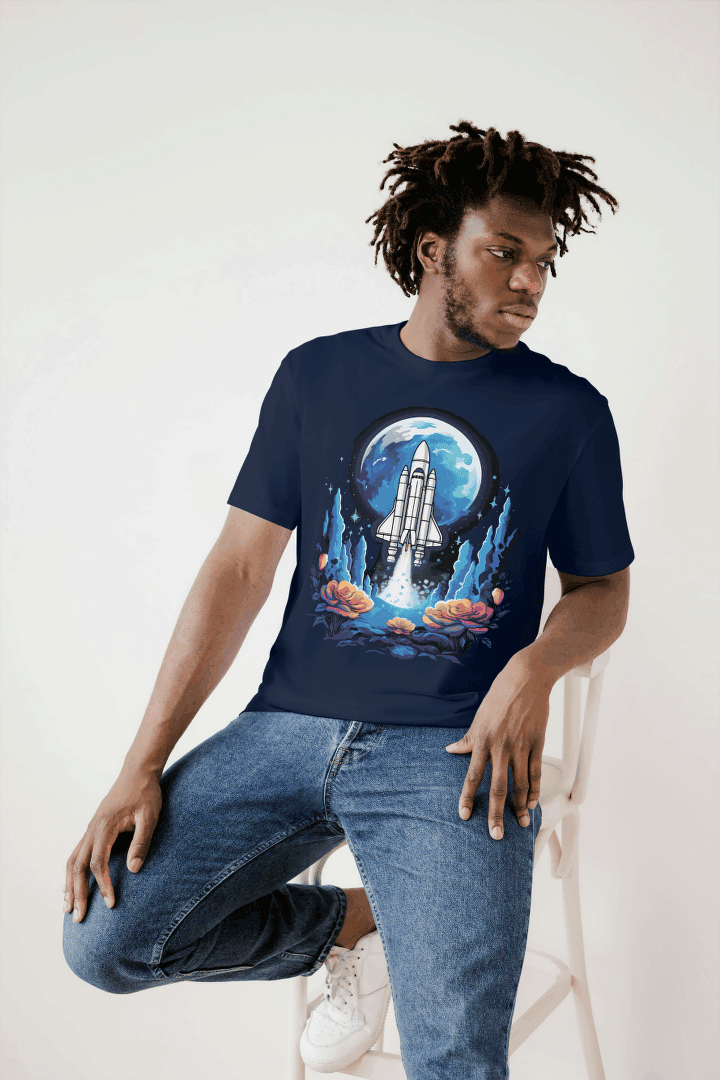 Space Shuttle Launch: Cosmic Nebula Graphic Tee - Essentia Attire