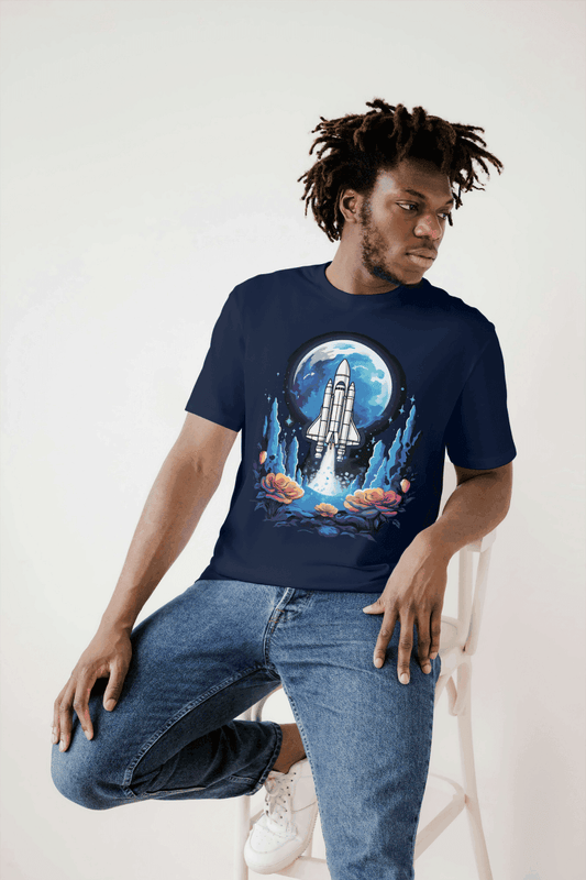 Space Shuttle Launch: Cosmic Nebula Graphic Tee - Essentia Attire