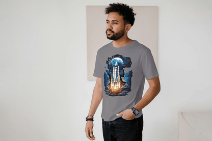 Space Shuttle Launch: Cosmic Nebula Graphic Tee - Essentia Attire